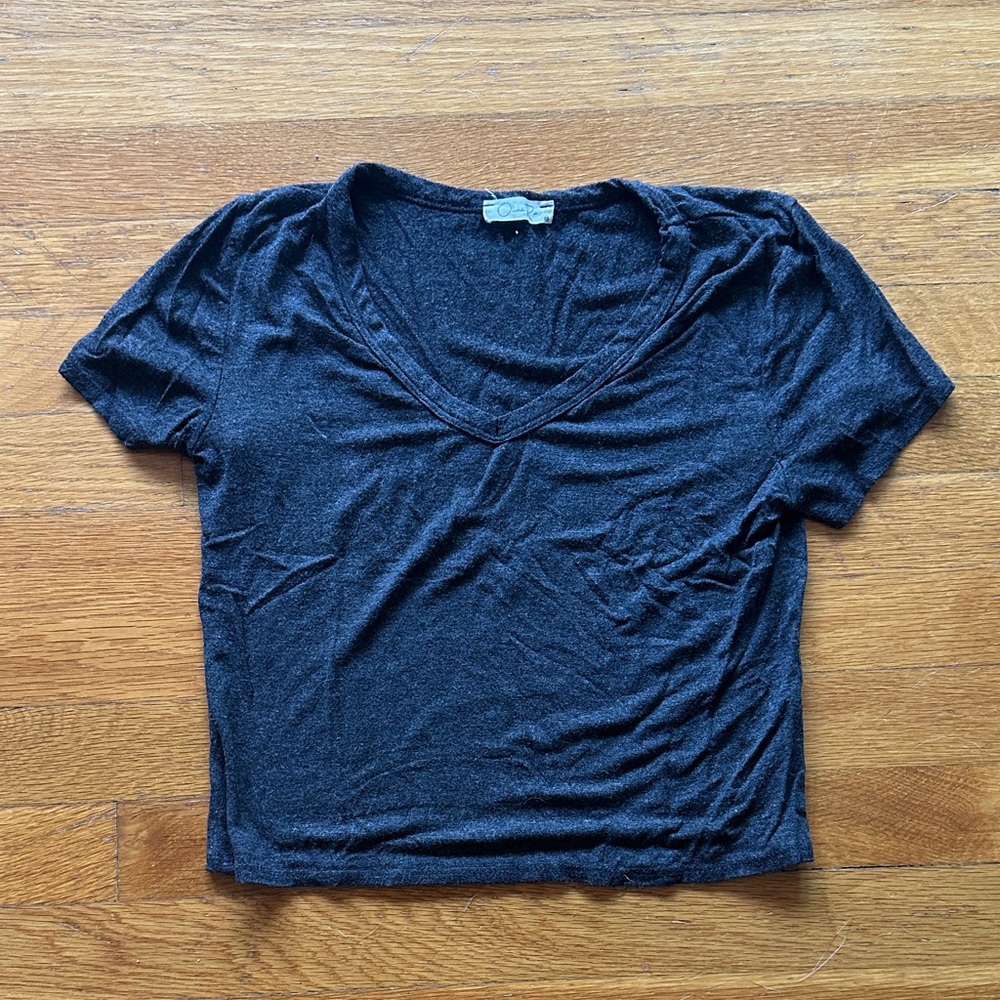 Olivia Rae Dark Gray V-Neck Tee